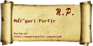 Mágeri Porfir névjegykártya